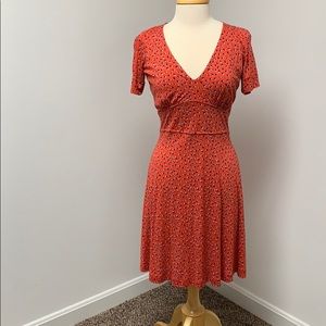 French Connection Coral Floral V-Neck Jersey Dress